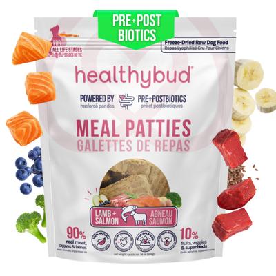 Show full view: Healthybud Lamb & Salmon Patties Freeze-Dried Raw Dog Food Rehydratable Square Meals, 14-oz bag slide 1 of 10