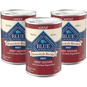 Blue Buffalo Homestyle Recipe Beef Dinner with Garden Vegetables & Sweet Potatoes Canned Dog Food, 12.5-oz can, 3 count