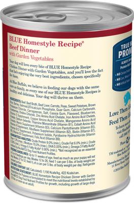 Show full view: Blue Buffalo Homestyle Recipe Beef Dinner with Garden Vegetables & Sweet Potatoes Canned Dog Food, 12.5-oz can, 3 count slide 3 of 12