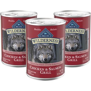 Blue Buffalo Wilderness Salmon & Chicken High-Protein Grain-Free Adult Canned Dog Food, 12.5-oz can, 3 count