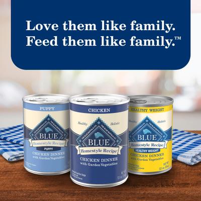 Show full view: Blue Buffalo Homestyle Recipe Chicken Dinner with Garden Vegetables & Brown Rice Canned Dog Food, 12.5-oz can, 3 count slide 10 of 12