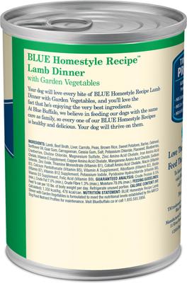 Show full view: Blue Buffalo Homestyle Recipe Lamb Dinner with Garden Vegetables Canned Dog Food, 12.5-oz can, 3 count slide 3 of 12