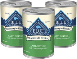 Blue Buffalo Homestyle Recipe Lamb Dinner with Garden Vegetables Canned Dog Food, 12.5-oz can, 3 count