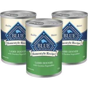 Blue Buffalo Homestyle Recipe Lamb Dinner with Garden Vegetables Canned Dog Food, 12.5-oz can, 3 count
