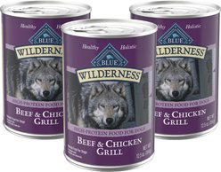 Blue Buffalo Wilderness Beef & Chicken Grill Grain-Free Canned Dog Food, 12.5-oz can, 3 count slide 1 of 9