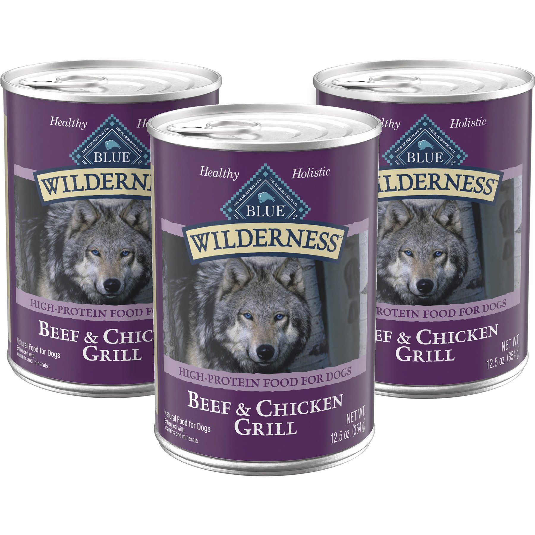 Blue Buffalo Wilderness Beef & Chicken Grill Grain-Free Canned Dog Food, 12.5-oz can, 3 count