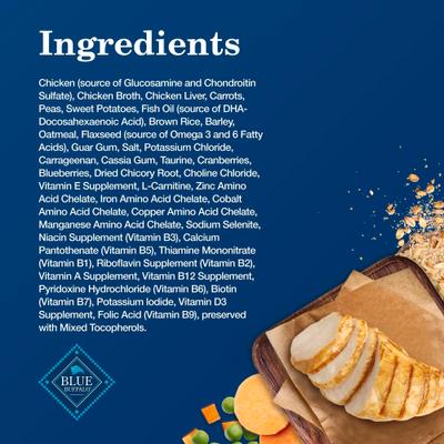 Show full view: Blue Buffalo Homestyle Recipe Chicken Dinner with Garden Vegetables Senior Wet Dog Food, 12.5-oz can, 3 count slide 6 of 12