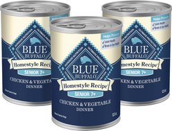 Blue Buffalo Homestyle Recipe Chicken Dinner with Garden Vegetables Senior Wet Dog Food, 12.5-oz can, 3 count