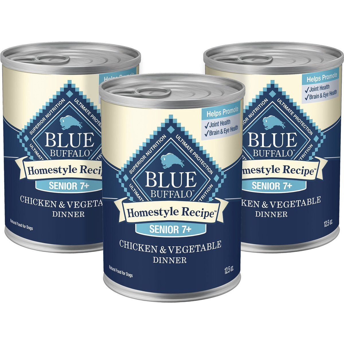 Blue Buffalo Homestyle Recipe Chicken Dinner with Garden Vegetables Senior Wet Dog Food, 12.5-oz can, 3 count