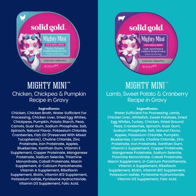 Show full view: Solid Gold Mighty Mini Small & Toy Breed Grain-Free Variety Pack Wet Dog Food, 3.5-oz tray, case of 12 slide 6 of 11