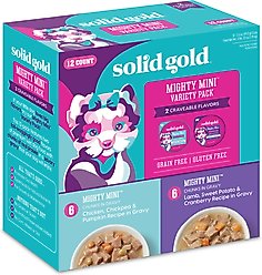 Solid Gold Mighty Mini Small & Toy Breed Grain-Free Variety Pack Wet Dog Food, 3.5-oz tray, case of 12