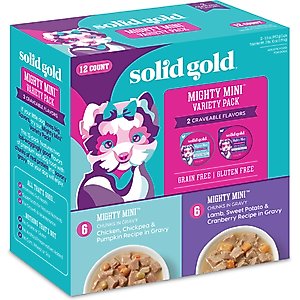 Solid Gold Mighty Mini Small & Toy Breed Grain-Free Variety Pack Wet Dog Food, 3.5-oz tray, case of 12