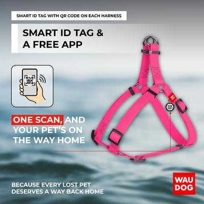Show full view: WAUDOG Waterproof Dog Harness with QR Tag, Pink, Medium slide 5 of 7