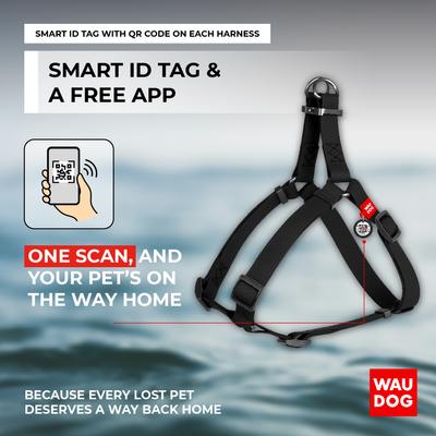 Show full view: WAUDOG Waterproof Dog Harness with QR Tag, Black, Small slide 5 of 7