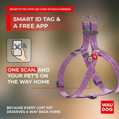 Show full view: WAUDOG Re-Cotton Recycled Material QR Passport Dog Harness, Purple, Medium slide 4 of 5