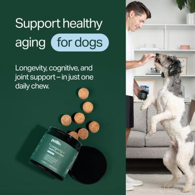 Show full view: Petlio Longevity+ Chicken Flavored Soft Chew Health Supplement for Dogs, 30 count slide 3 of 10