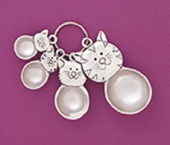 Basic Spirit Cats Measuring Spoon Set, Silver