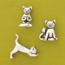 Basic Spirit Yoga Cat Miniature Set, Silver, 3 count