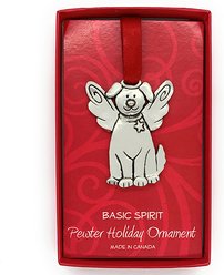 Basic Spirit Christmas Dog Angel Ornament, Silver