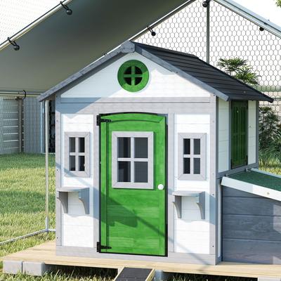 Show full view: Outsunny Wooden Chicken Coop for Duck & Goose, White, 44.9 x 49. x 53.1-in slide 8 of 9