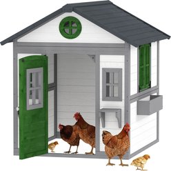Outsunny Wooden Chicken Coop for Duck & Goose, White, 44.9 x 49. x 53.1-in