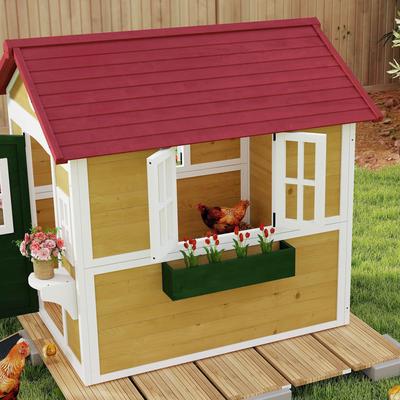 Show full view: Outsunny Wooden Chicken Coop for Duck & Goose, Beige, 44.9 x 49. x 53.1-in slide 3 of 9
