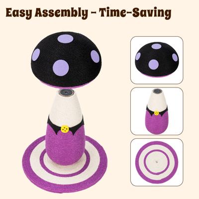 Show full view: Happy & Polly Mushroom Series Sisal Cat Scratcher Toy, Purple, Large slide 9 of 11