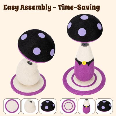 Show full view: Happy & Polly Mushroom Cat Scratcher Toy, Purple, Set of 2, Purple slide 9 of 10