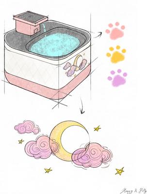 Show full view: Happy & Polly Moonlight Smart Wireless Cat Water Fountain, 71-oz slide 3 of 10