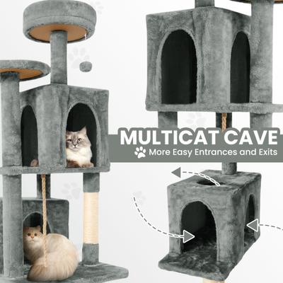 Show full view: TSCOMON Multi-Level 58-in Plush Cat Tree & Condo, Grey slide 4 of 9