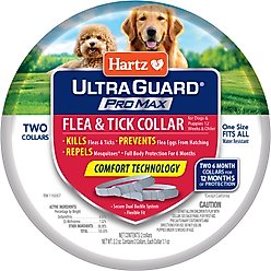 Hartz Ultra Guard ProMax Flea & Tick Collar for Dogs, 2 collars (12-mos. supply), Gray