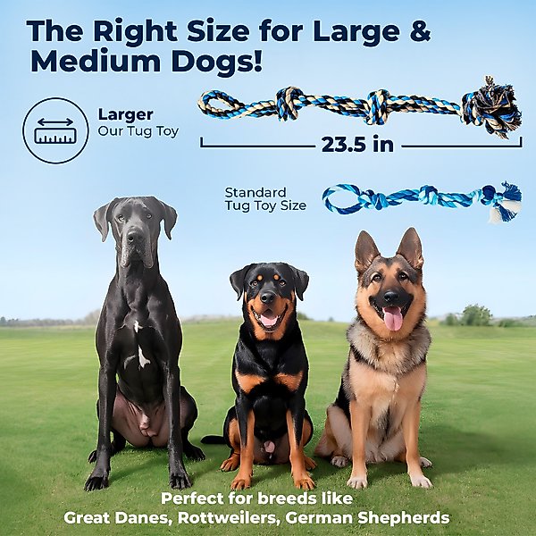 Show full view: Pacific Pups Rescue 3 Knots Tough Dog Rope Tug Toy, Large, 1 count, Blue slide 5 of 9
