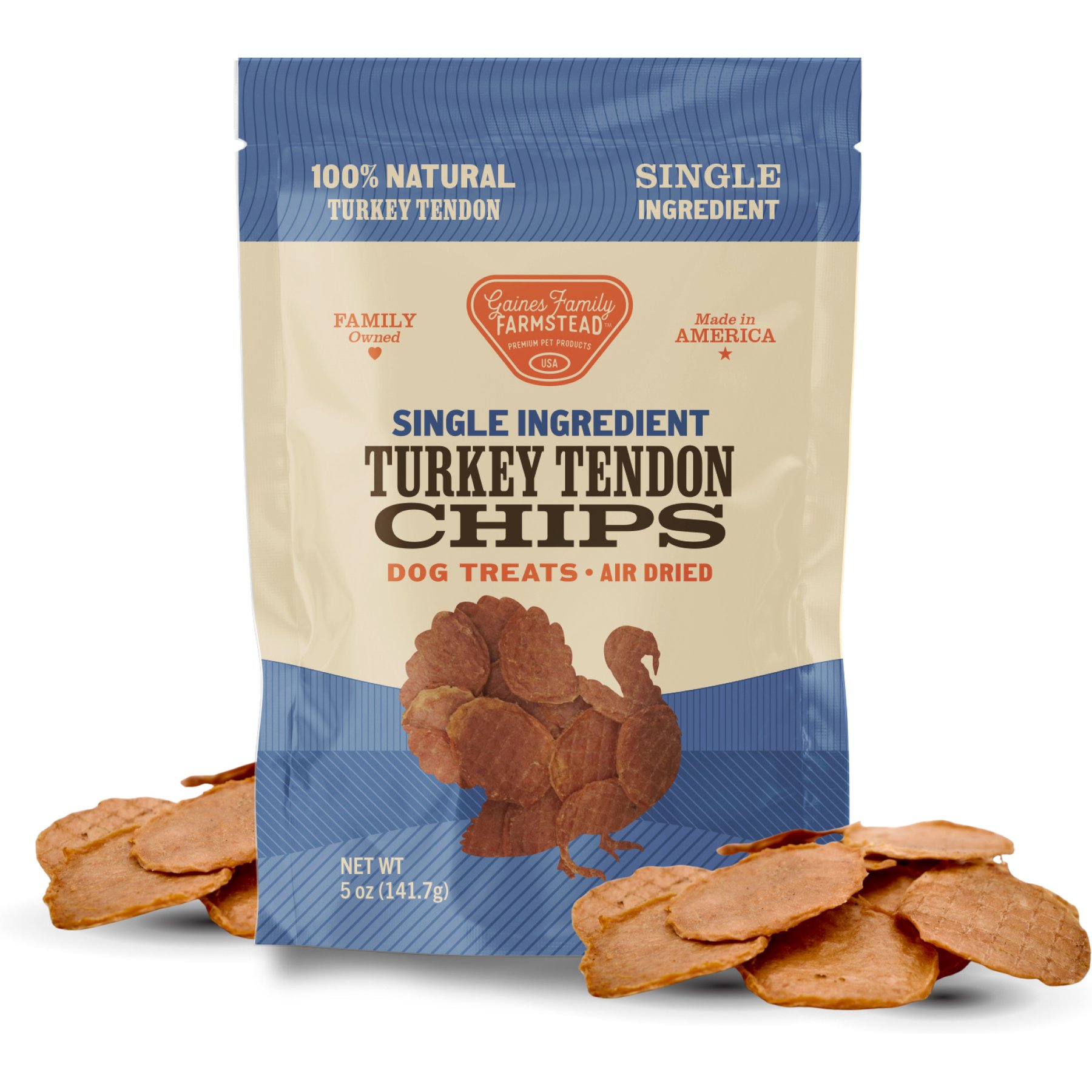 Gaines Family Farmstead Turkey Tendon Chips Single Ingredient Dog Treats, 5-oz bag