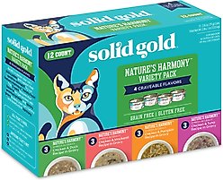 Solid Gold Nature's Harmony Variety Pack Grain-Free Shreds in Gravy Wet Cat Food, 3-oz can, case of 12