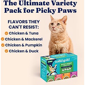 Solid Gold Nature's Harmony Variety Pack Grain-Free Shreds in Gravy Wet Cat Food, 3-oz can, case of 12