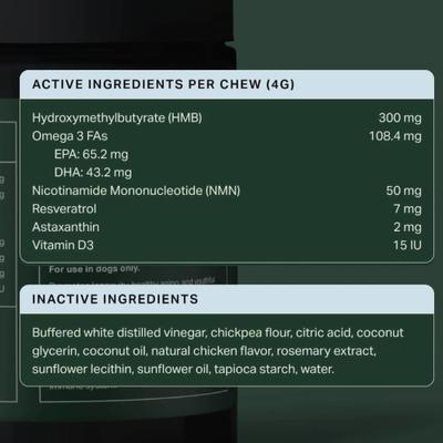 Show full view: Petlio Longevity+ Chicken Flavored Soft Chew Health Supplement for Dogs, 30 count slide 10 of 10