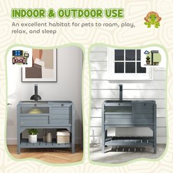 PawHut Weather-Protected Tortoise Habitat with Shelf Storage, Gray slide 2 of 9