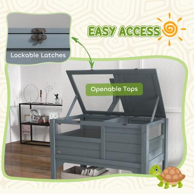 Show full view: PawHut Weather-Protected Tortoise Habitat with Shelf Storage, Gray slide 6 of 9