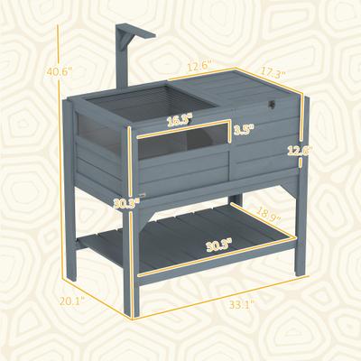 Show full view: PawHut Weather-Protected Tortoise Habitat with Shelf Storage, Gray slide 3 of 9