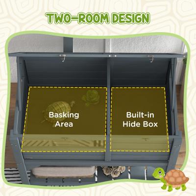Show full view: PawHut Weather-Protected Tortoise Habitat with Shelf Storage, Gray slide 4 of 9