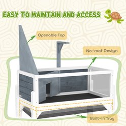 PawHut Wooden Tortoise Habitat with Storage Shelf, Gray slide 2 of 9