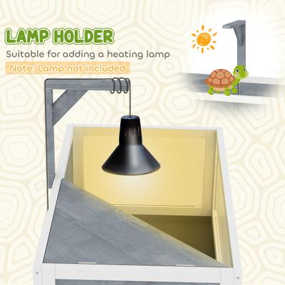 Show full view: PawHut Wooden Tortoise Habitat with Storage Shelf, Gray slide 7 of 9