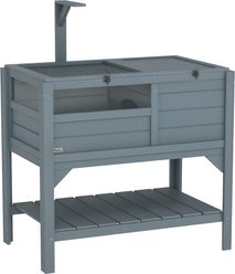 PawHut Weather-Protected Tortoise Habitat with Shelf Storage, Gray