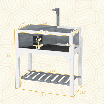 Show full view: PawHut Wooden Tortoise Habitat with Storage Shelf, Gray slide 3 of 9