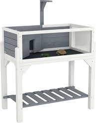 PawHut Wooden Tortoise Habitat with Storage Shelf, Gray