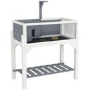 PawHut Wooden Tortoise Habitat with Storage Shelf, Gray