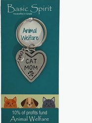 Basic Spirit Cat Mom Animal Welfare Keychain, Silver