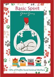Basic Spirit Christmas Sleepy Cat Animal Welfare Ornament, Silver