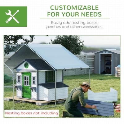 Show full view: Outsunny Wooden Chicken Coop for Duck & Goose, White, 44.9 x 49. x 53.1-in slide 9 of 9