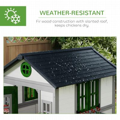 Show full view: Outsunny Wooden Chicken Coop for Duck & Goose, White, 44.9 x 49. x 53.1-in slide 6 of 9